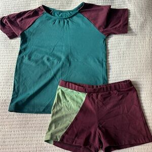 Motoreta Teal and Burgundy swim set